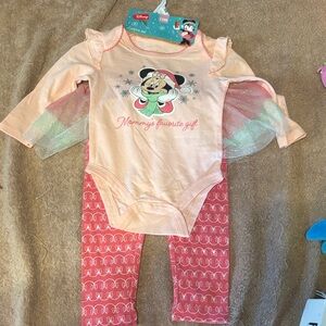 Disney Minnie Mouse Peach and Coral Bodysuit